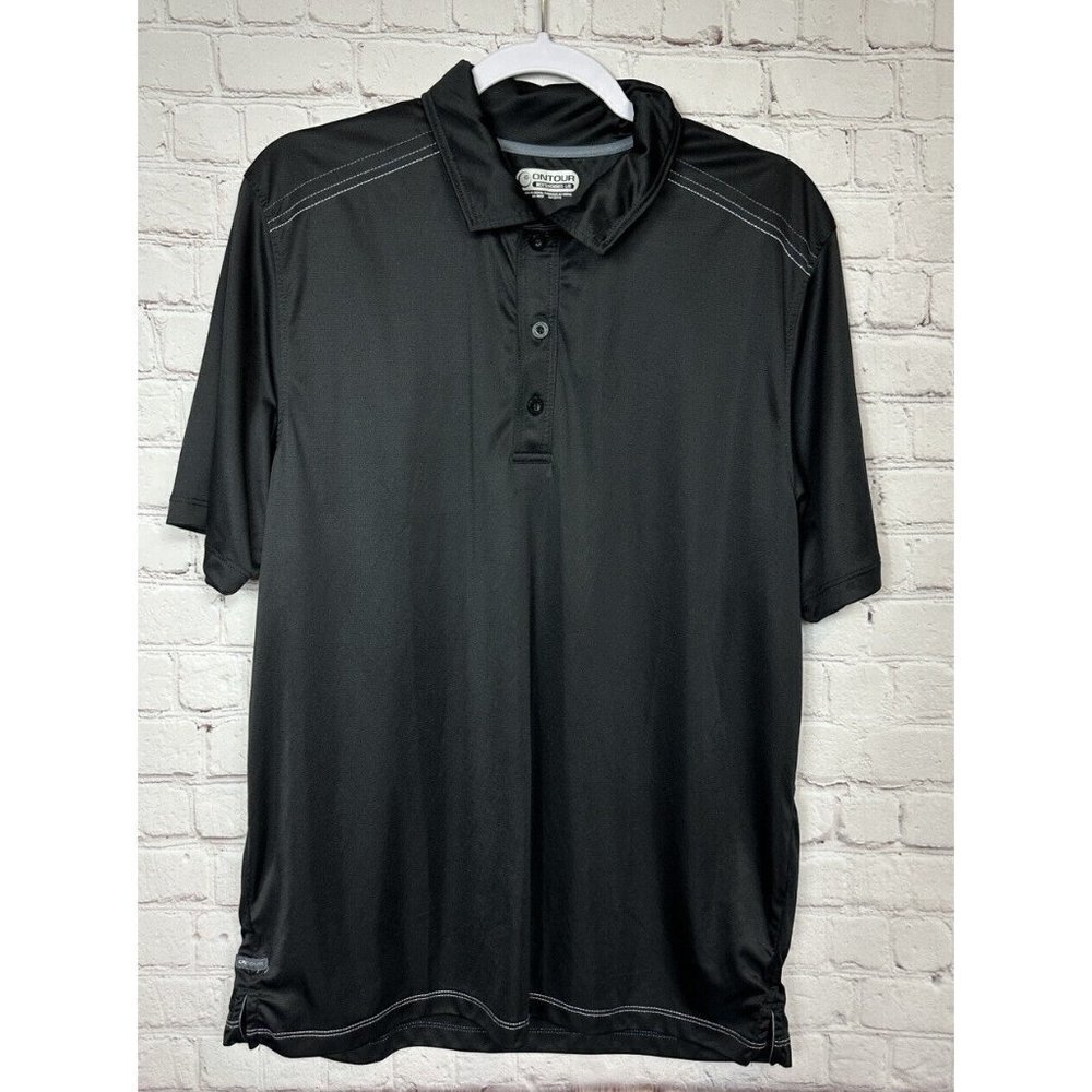 Ontour Men's Black Short Sleeve‎ Stretch Polo Golf Shirt Size L, EUC